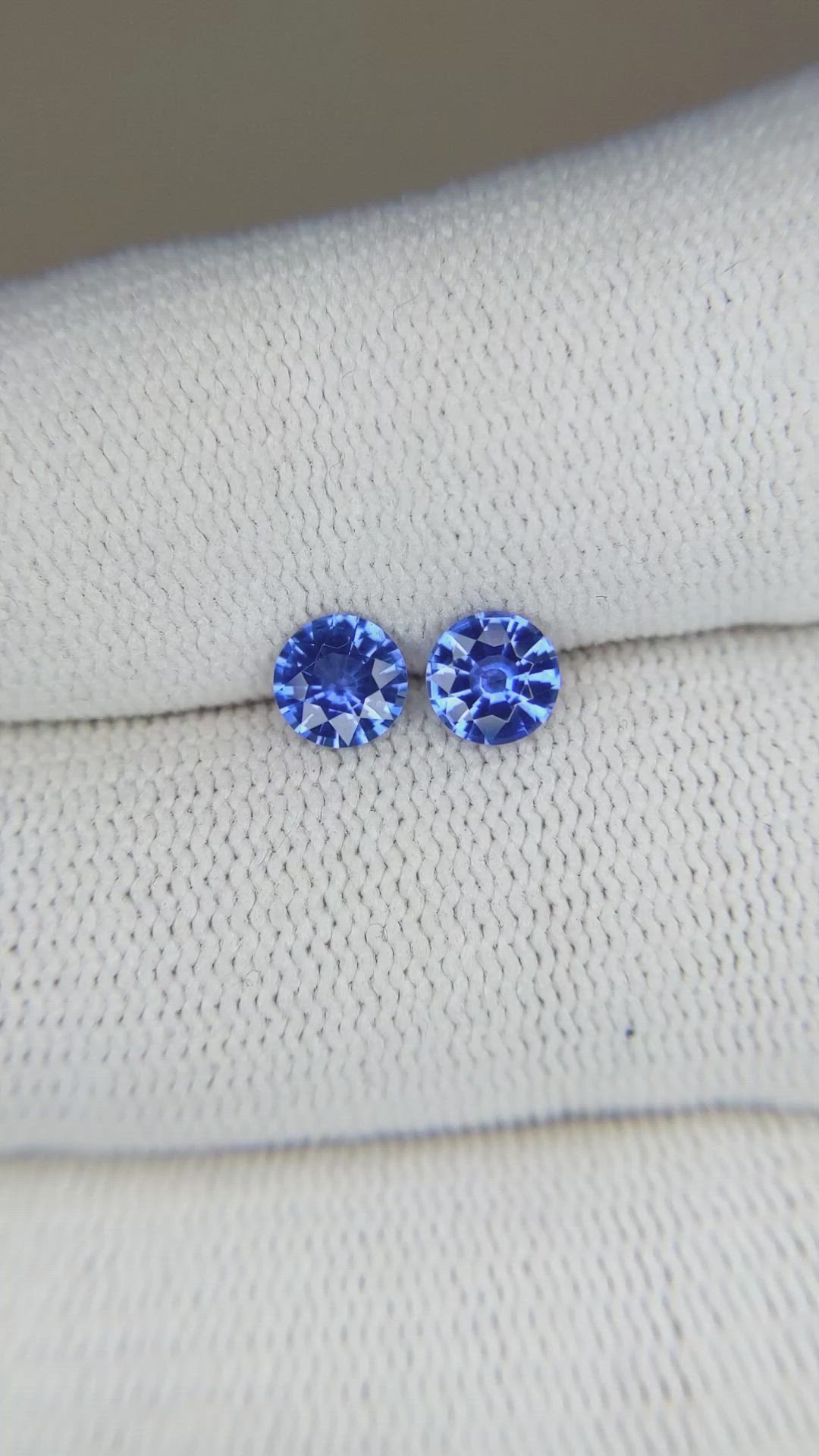 0.98 Ct.Tw.Total Carat Weight Blue Sapphire Pair from Ceylon (Sri Lanka) Size Video