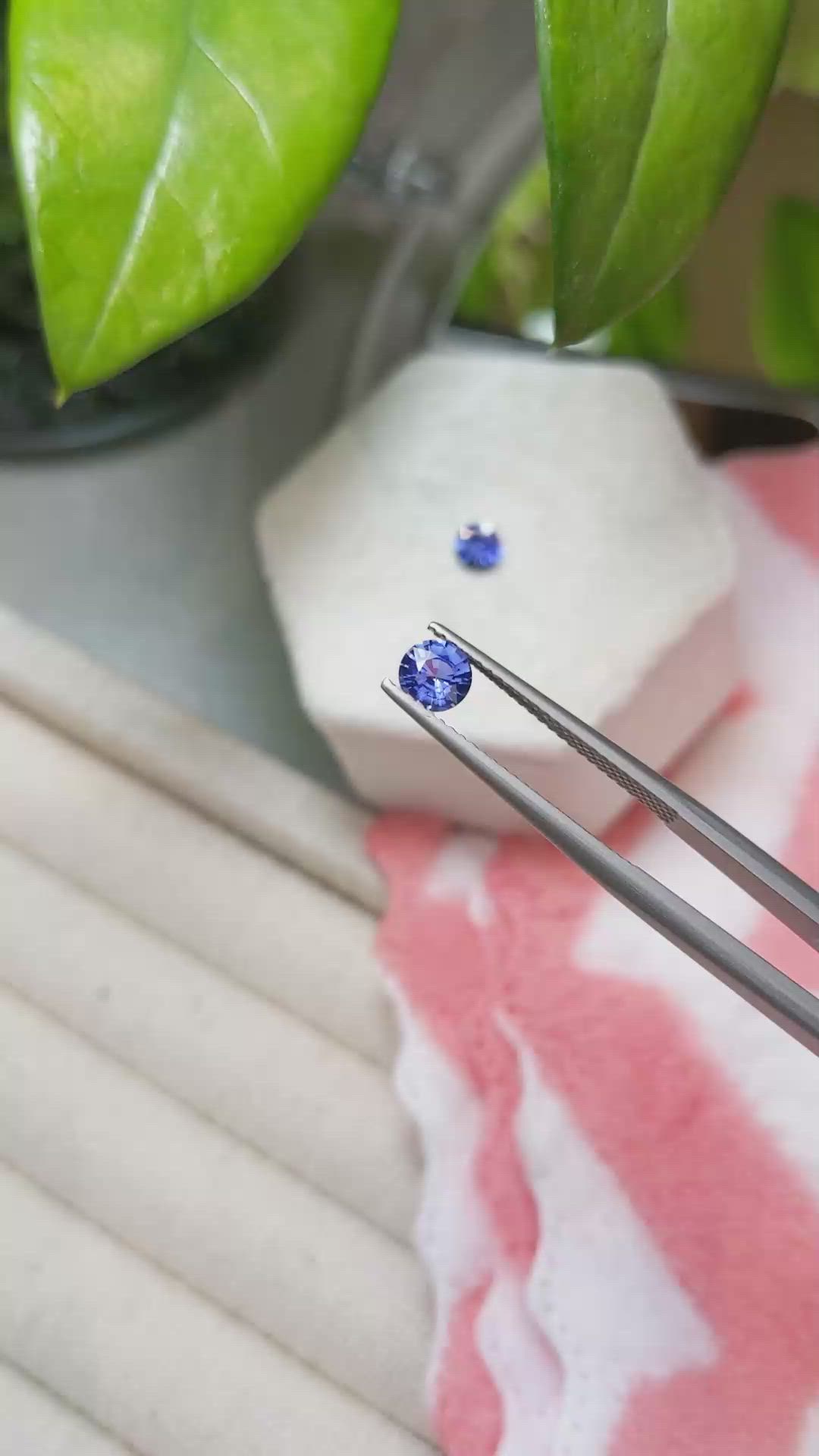 0.98 Ct.Tw.Total Carat Weight Blue Sapphire Pair from Ceylon (Sri Lanka) Size Video