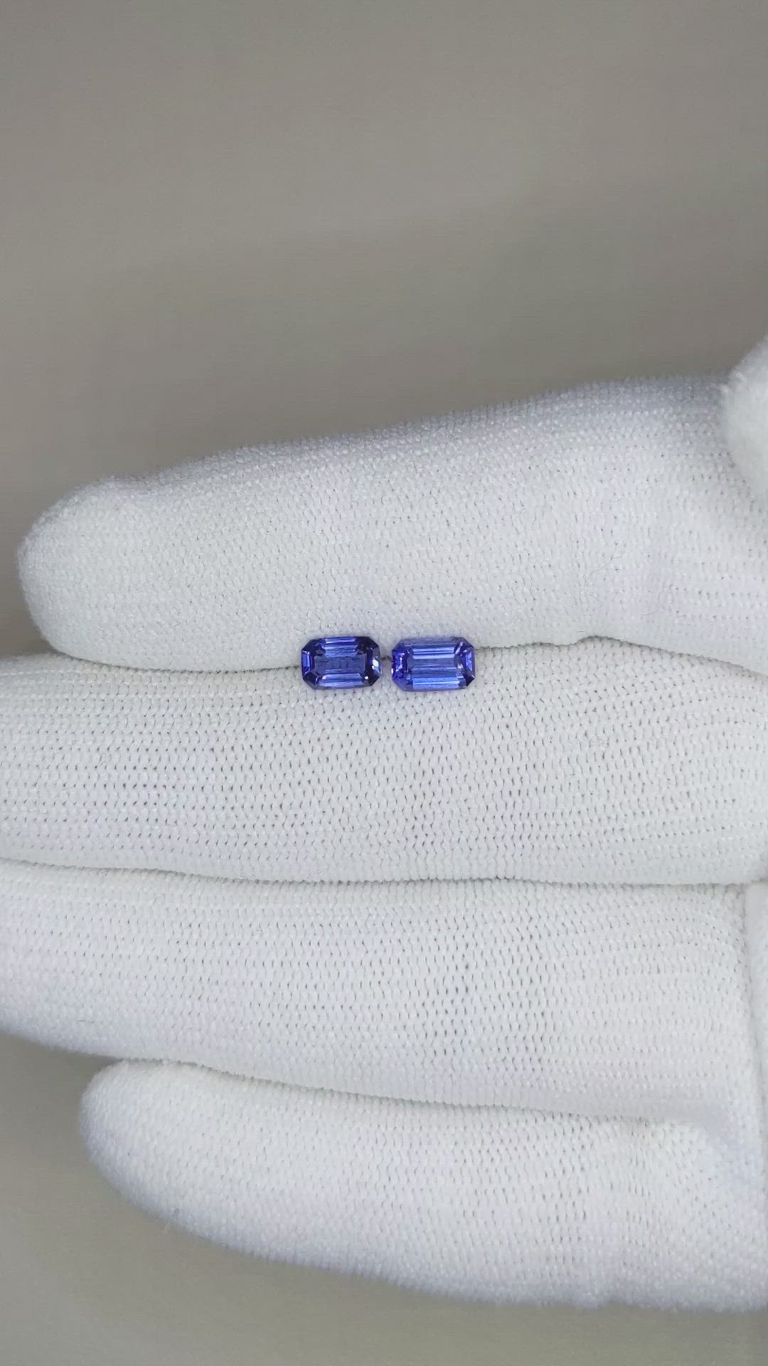 1.32 Ct.Tw.Total Carat Weight Blue Sapphire Pair from Ceylon (Sri Lanka) Size Video