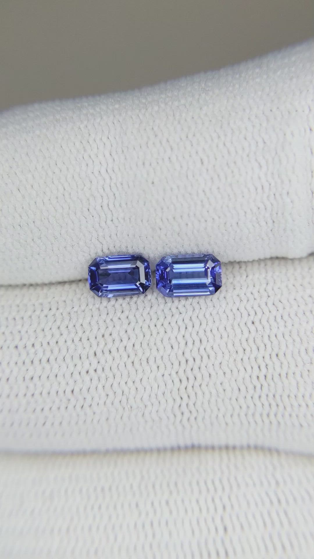 1.32 Ct.Tw.Total Carat Weight Blue Sapphire Pair from Ceylon (Sri Lanka) Size Video