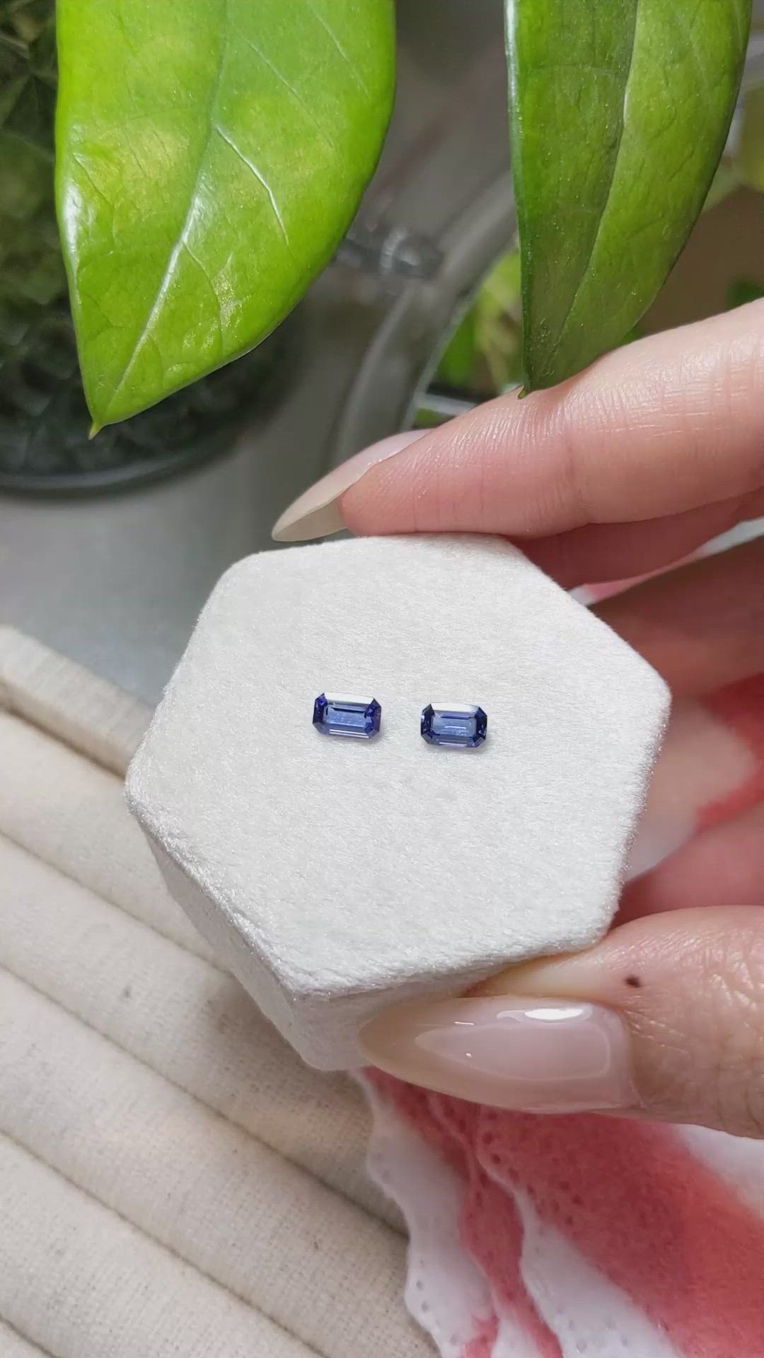 1.32 Ct.Tw.Total Carat Weight Blue Sapphire Pair from Ceylon (Sri Lanka) Size Video