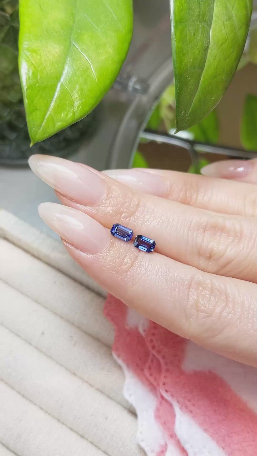 1.32 Ct.Tw.Total Carat Weight Blue Sapphire Pair from Ceylon (Sri Lanka) Size Video