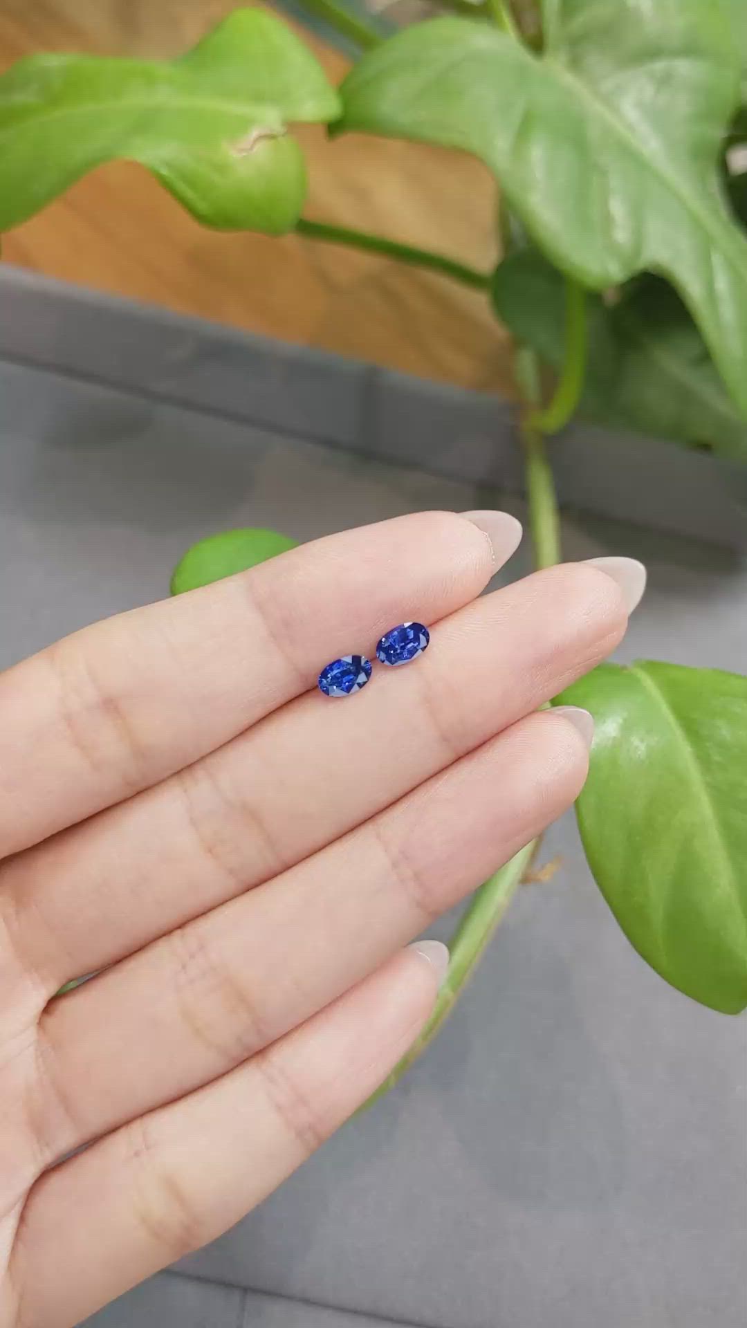 0.96&nbsp;Ct.Tw.Total Carat Weight Blue Sapphire Pair from Madagascar Size Video