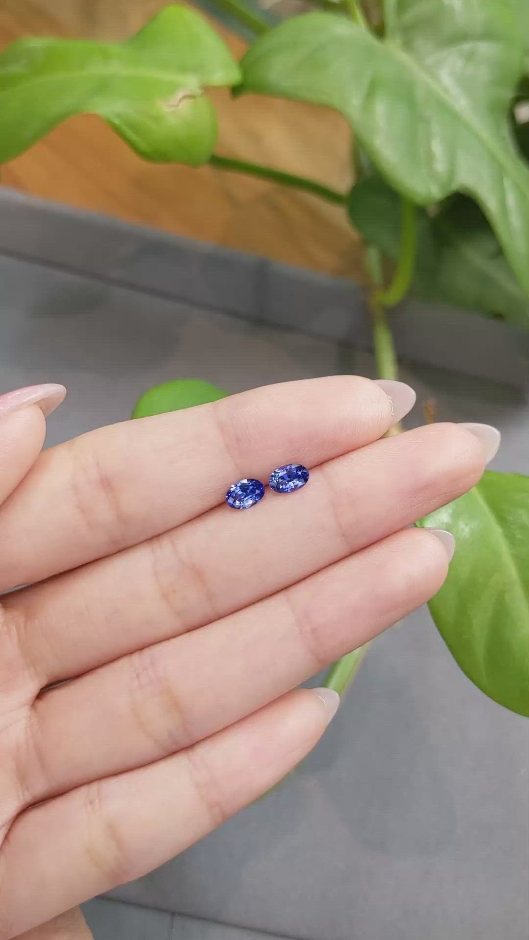 1.00 Ct.Tw.Total Carat Weight Blue Sapphire Pair from Madagascar Size Video