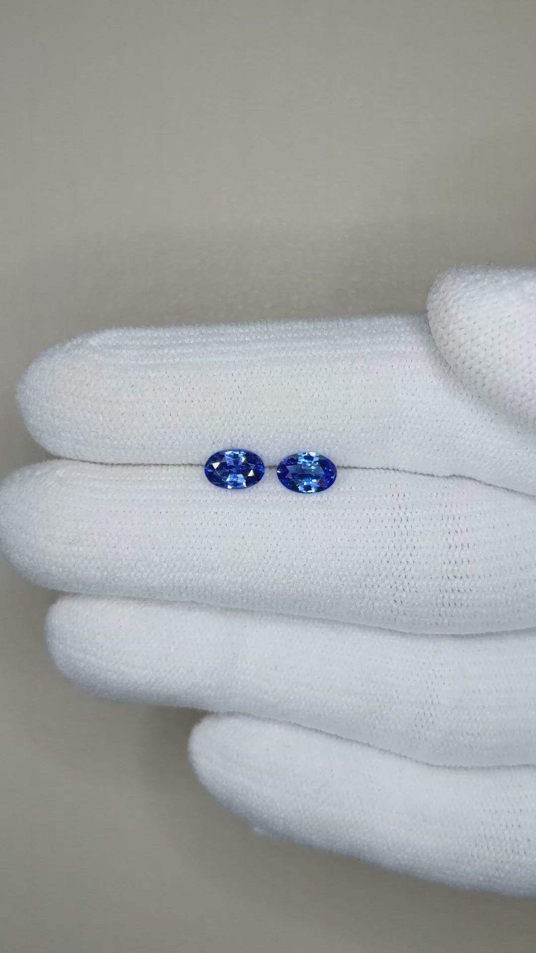 1.00 Ct.Tw.Total Carat Weight Blue Sapphire Pair from Madagascar Size Video