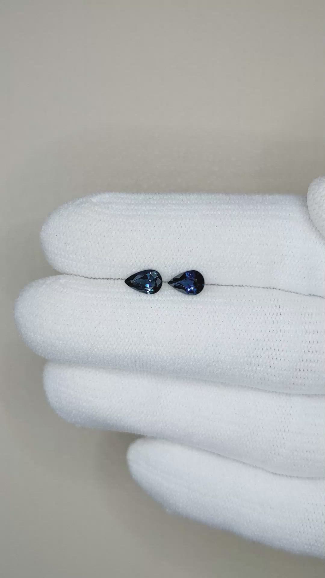 0.98&nbsp;Ct.Tw.Total Carat Weight Blue Sapphire Pair from Madagascar Size Video