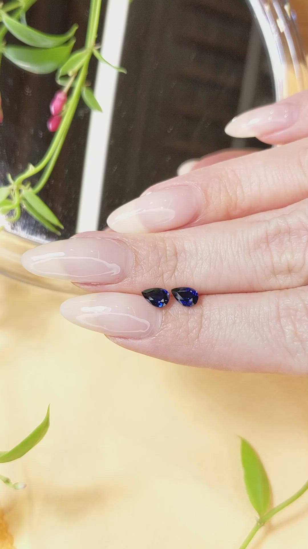 1.01&nbsp;Ct.Tw.Total Carat Weight Blue Sapphire Pair from Madagascar Size Video