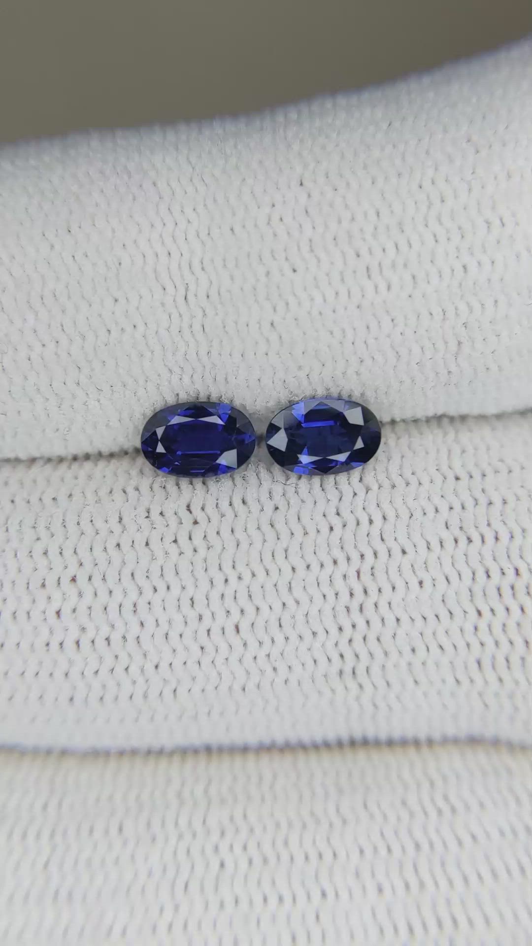 1.17&nbsp;Ct.Tw.Total Carat Weight Blue Sapphire Pair from Madagascar Size Video