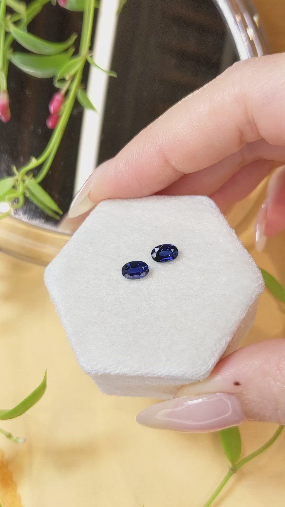 1.17&nbsp;Ct.Tw.Total Carat Weight Blue Sapphire Pair from Madagascar Size Video