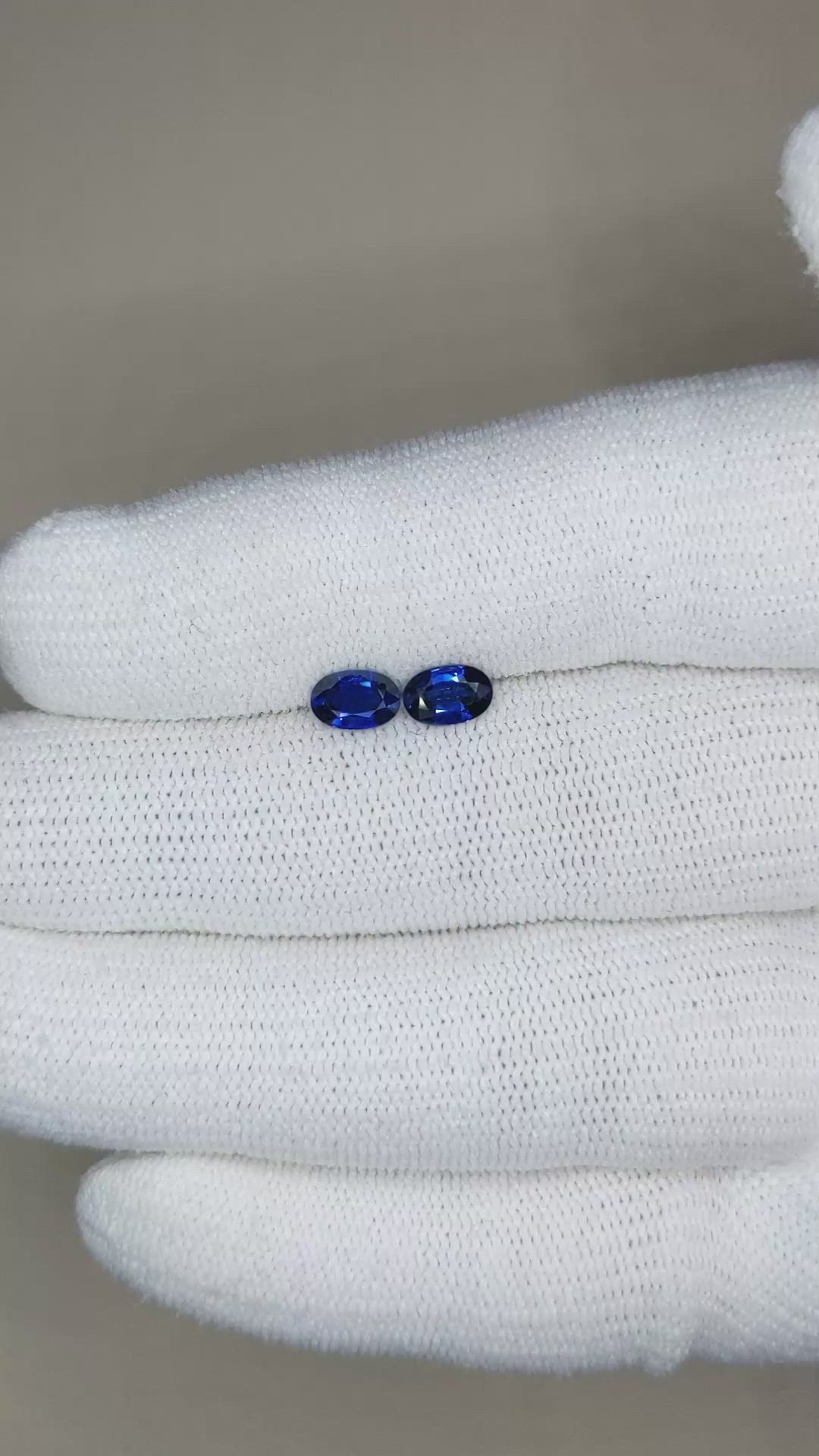 1.17&nbsp;Ct.Tw.Total Carat Weight Blue Sapphire Pair from Madagascar Size Video