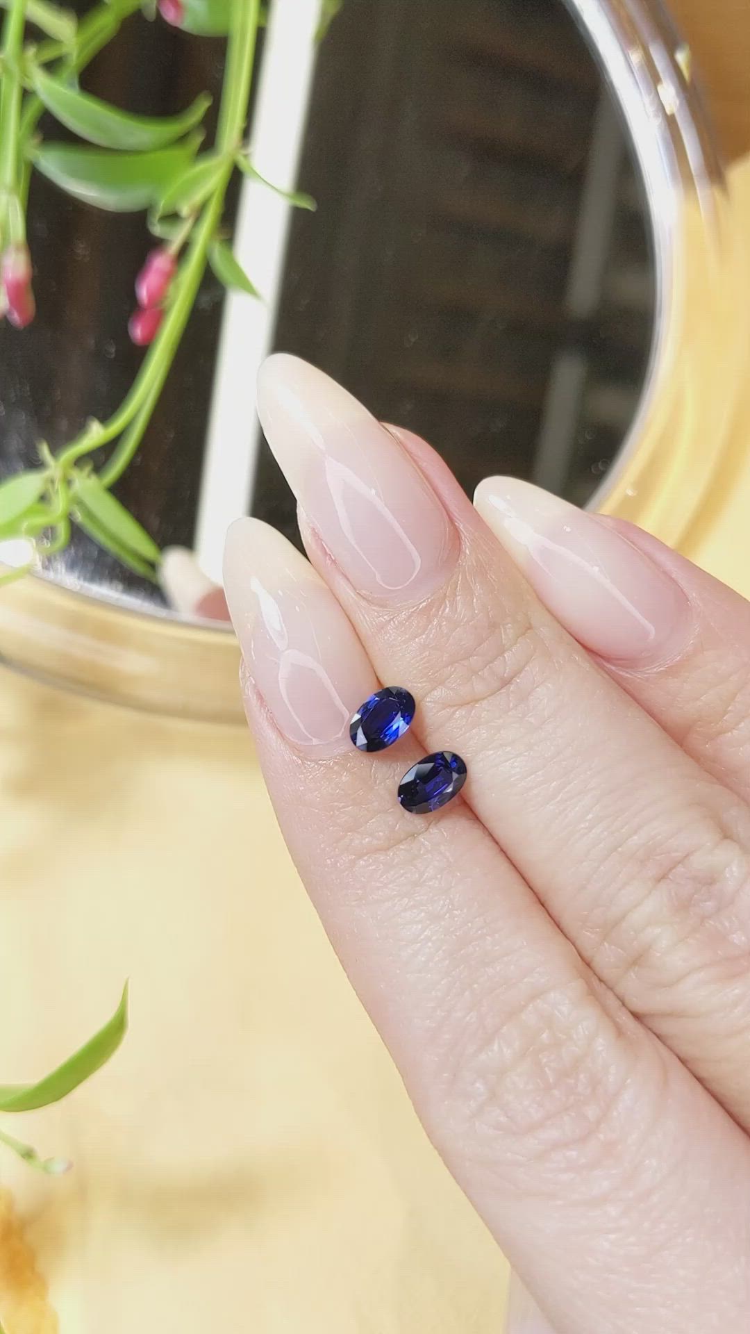 1.17&nbsp;Ct.Tw.Total Carat Weight Blue Sapphire Pair from Madagascar Size Video