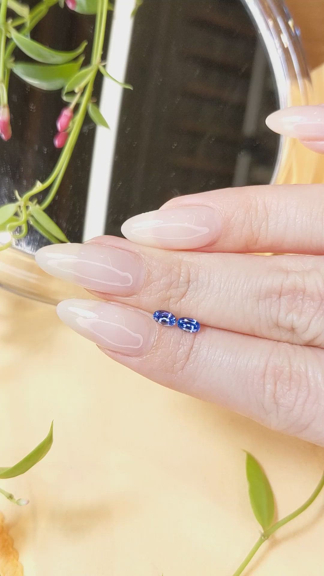 0.69&nbsp;Ct.Tw.Total Carat Weight Blue Sapphire Pair from Madagascar Size Video