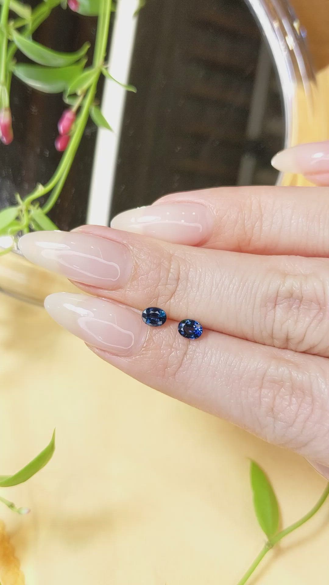 0.97&nbsp;Ct.Tw.Total Carat Weight Blue Sapphire Pair from Madagascar Size Video