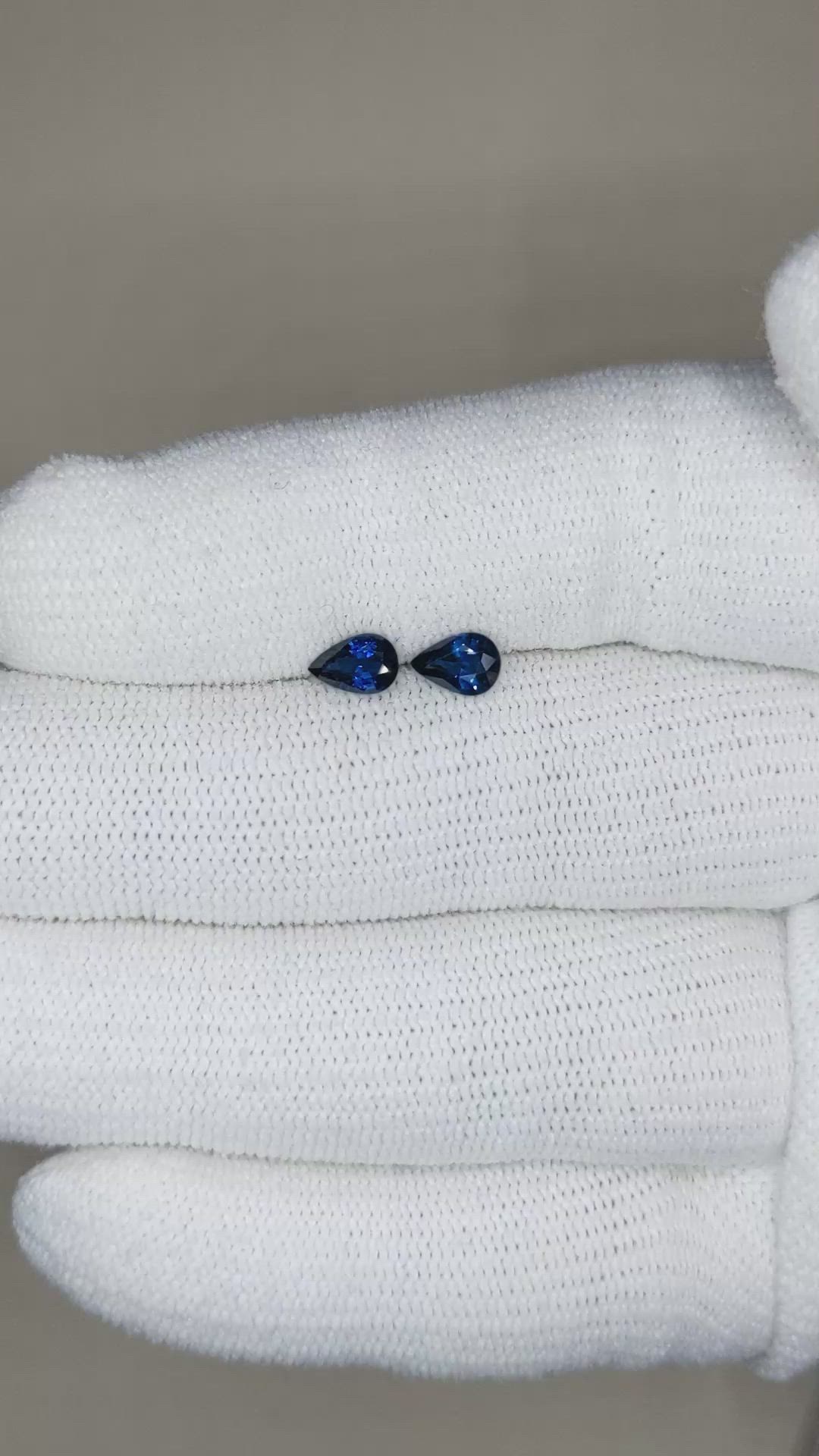 1.00&nbsp;Ct.Tw.Total Carat Weight Blue Sapphire Pair from Madagascar Size Video