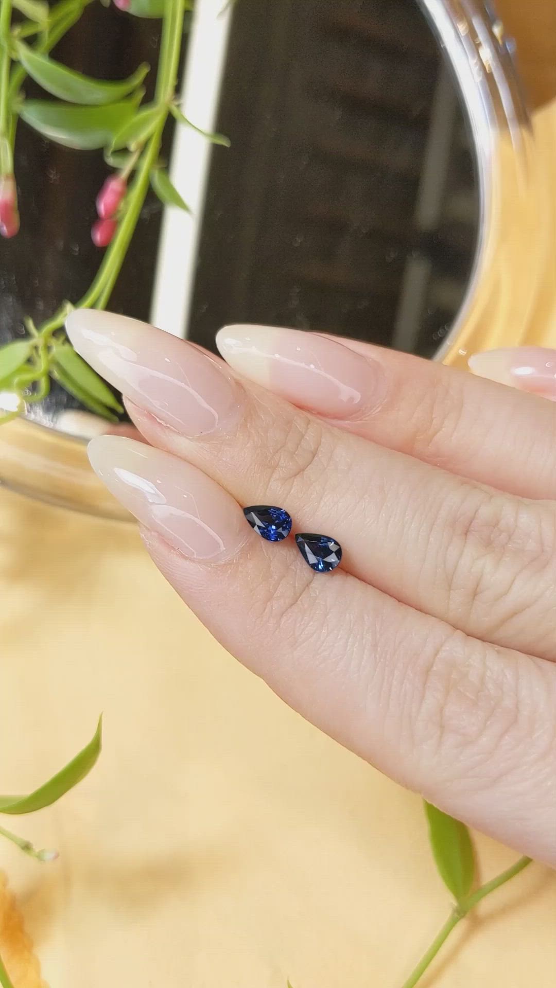 1.00&nbsp;Ct.Tw.Total Carat Weight Blue Sapphire Pair from Madagascar Size Video