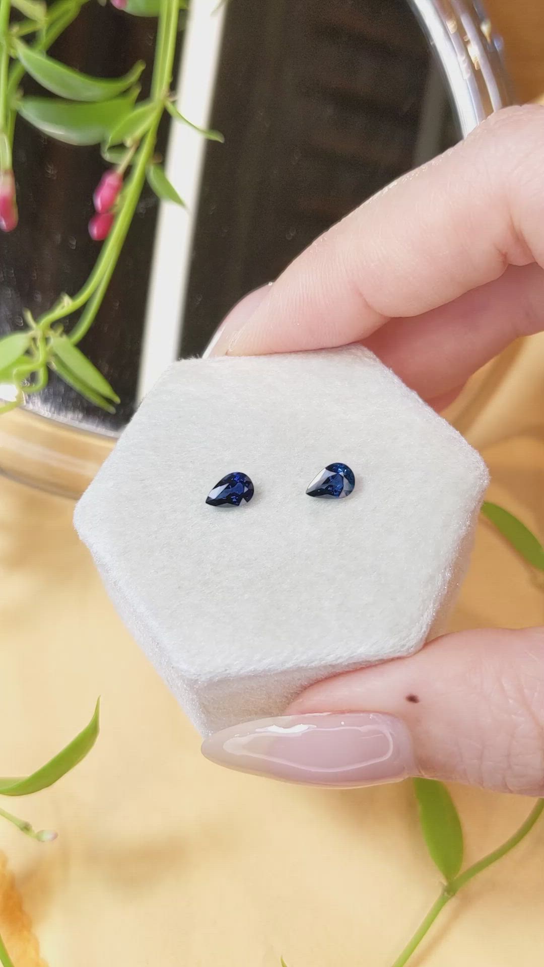 1.00&nbsp;Ct.Tw.Total Carat Weight Blue Sapphire Pair from Madagascar Size Video