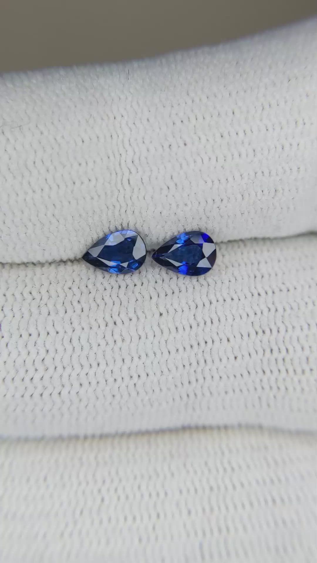 0.91 Ct.Tw.Total Carat Weight Blue Sapphire Pair from Madagascar Size Video