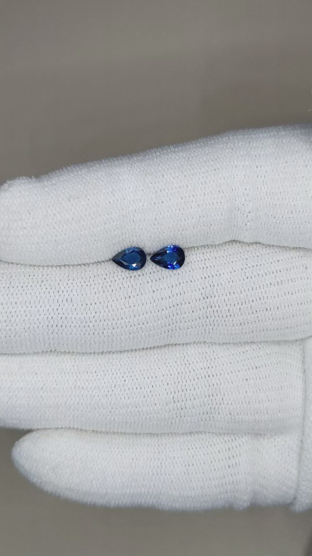 0.91 Ct.Tw.Total Carat Weight Blue Sapphire Pair from Madagascar Size Video