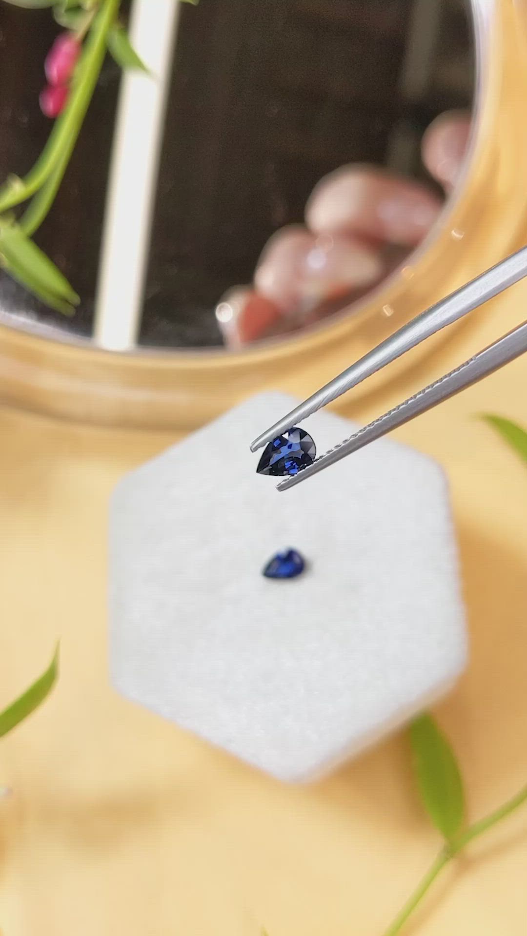 0.91 Ct.Tw.Total Carat Weight Blue Sapphire Pair from Madagascar Size Video