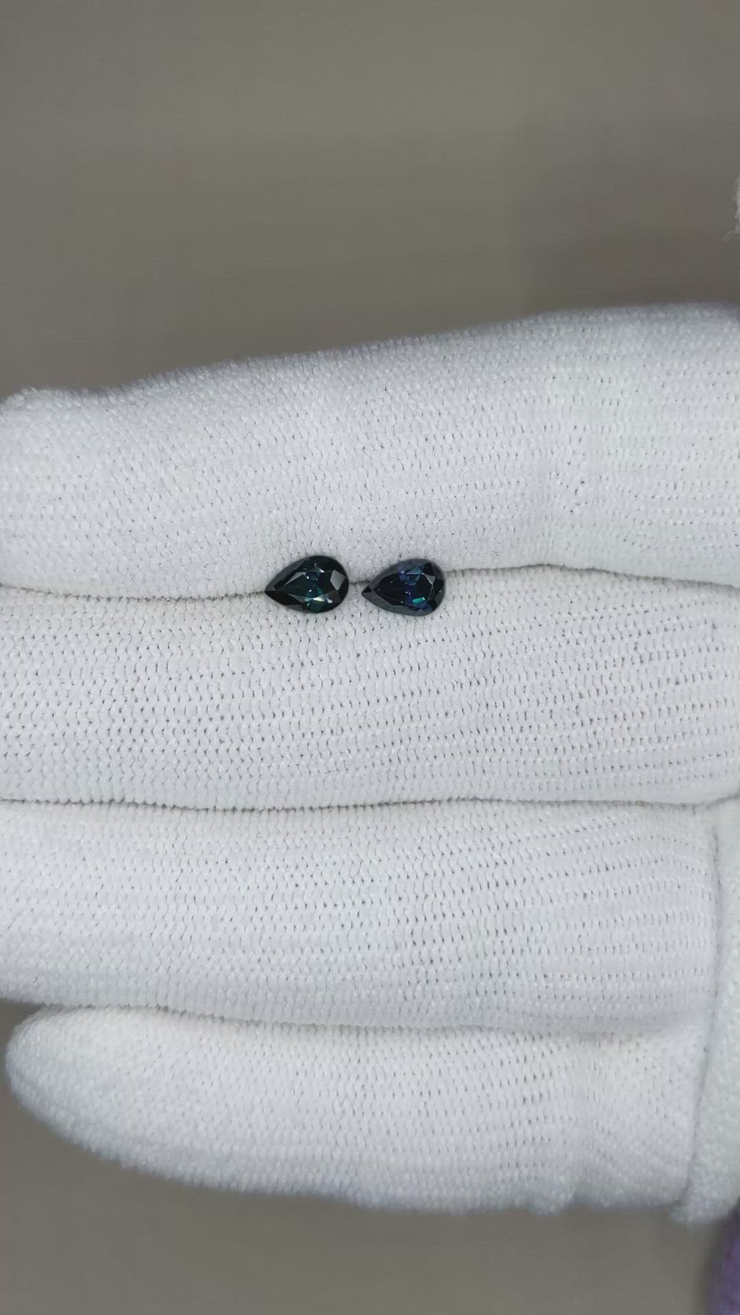 1.10 Ct.Tw.Total Carat Weight Blue Sapphire Pair from Madagascar Size Video