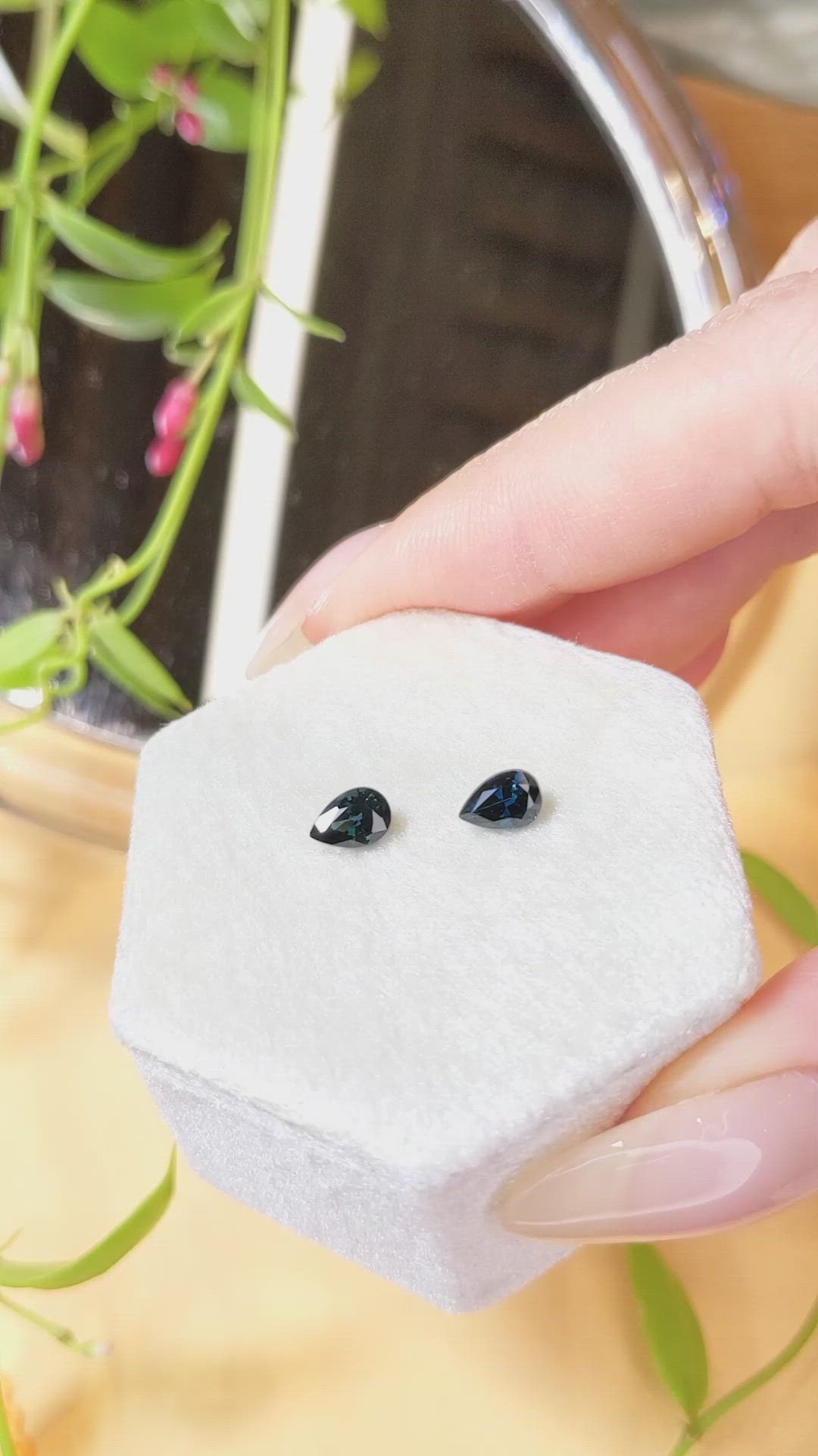 1.10 Ct.Tw.Total Carat Weight Blue Sapphire Pair from Madagascar Size Video