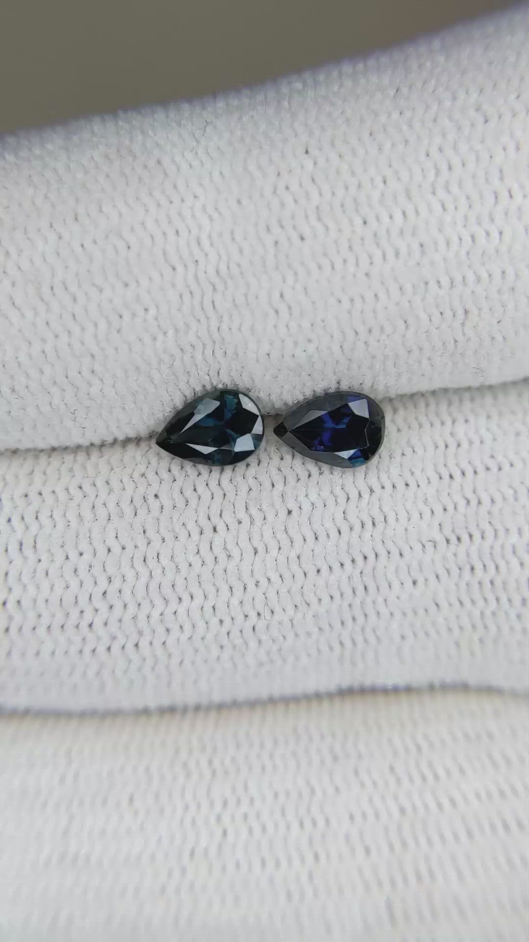 1.10 Ct.Tw.Total Carat Weight Blue Sapphire Pair from Madagascar Size Video