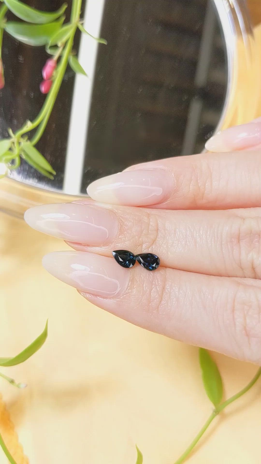 1.10 Ct.Tw.Total Carat Weight Blue Sapphire Pair from Madagascar Size Video