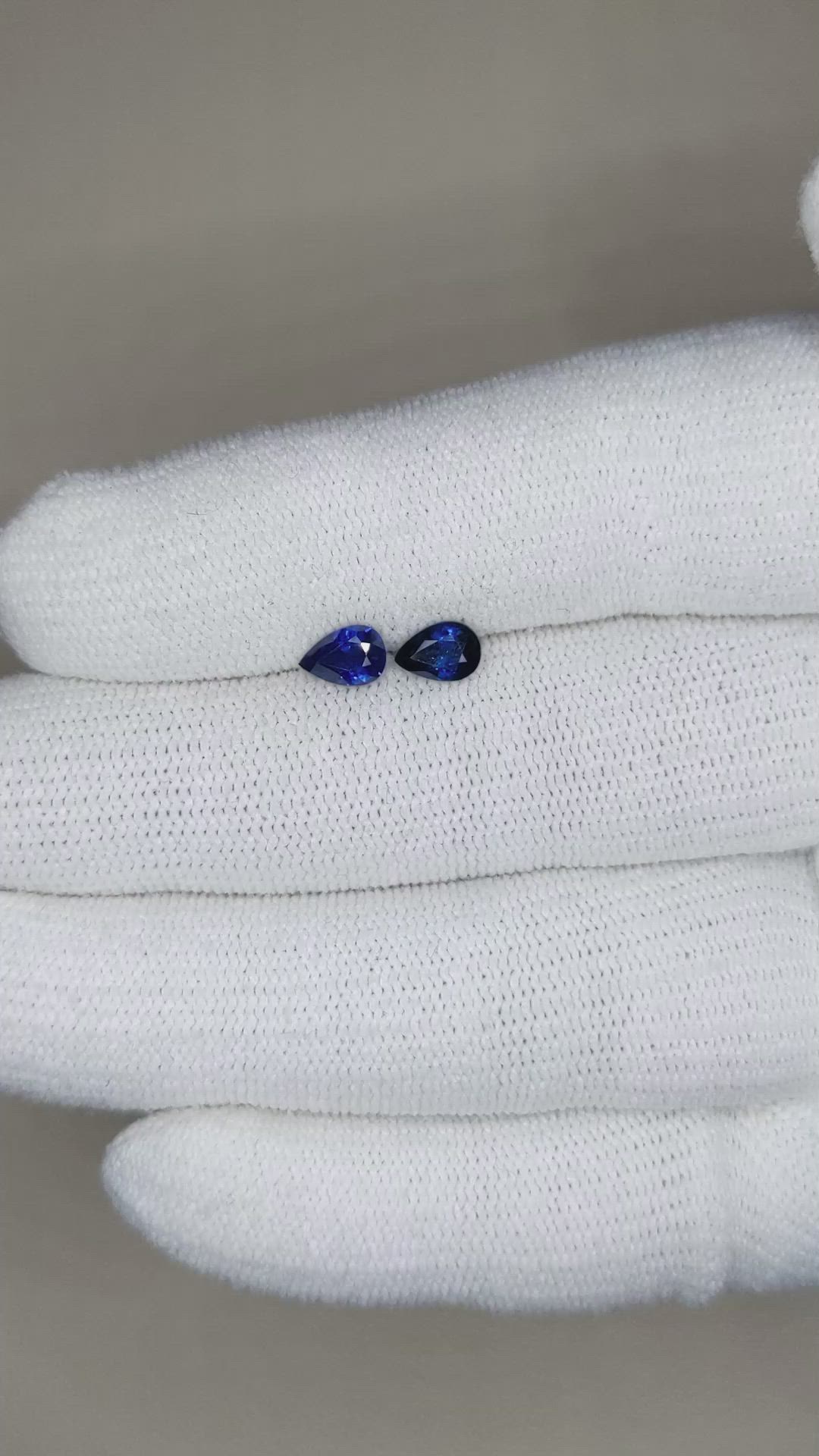 1.16&nbsp;Ct.Tw.Total Carat Weight Blue Sapphire Pair from Madagascar Size Video