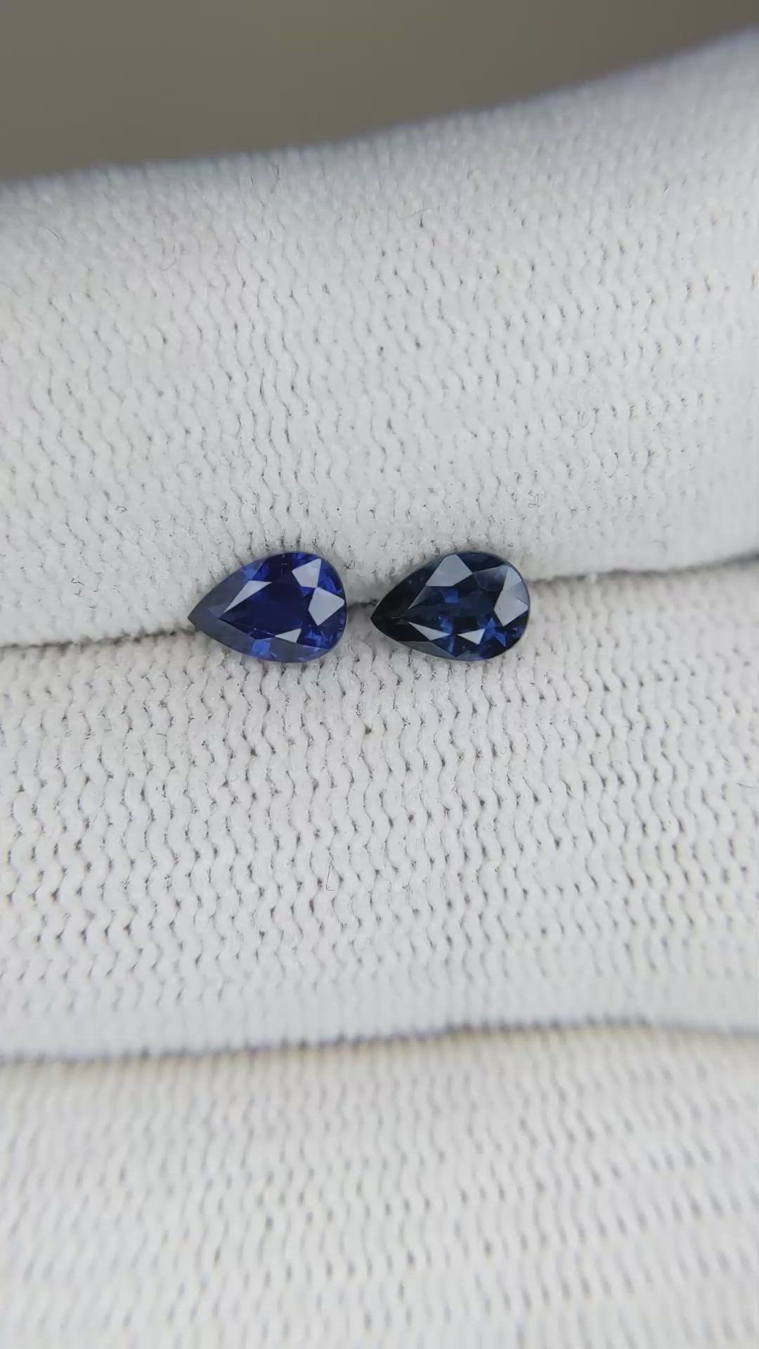 1.16&nbsp;Ct.Tw.Total Carat Weight Blue Sapphire Pair from Madagascar Size Video