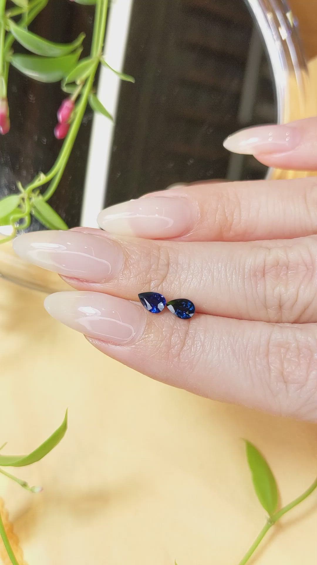 1.16&nbsp;Ct.Tw.Total Carat Weight Blue Sapphire Pair from Madagascar Size Video