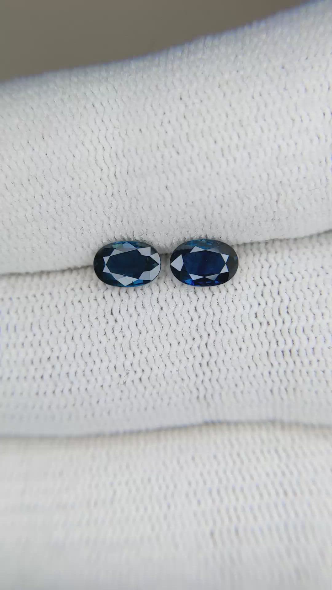 1.28 Ct.Tw.Total Carat Weight Blue Sapphire Pair from Madagascar Size Video
