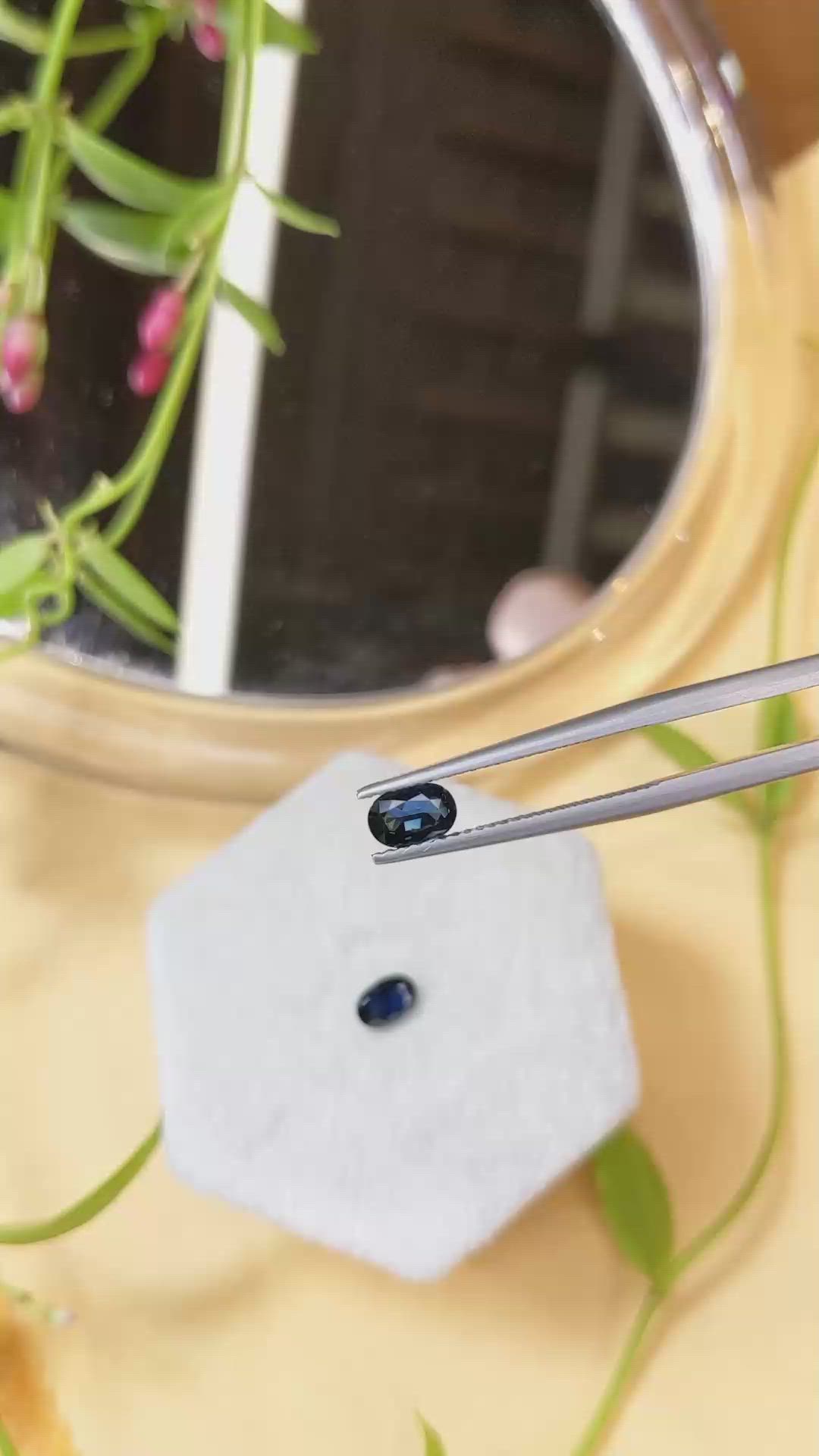 1.28 Ct.Tw.Total Carat Weight Blue Sapphire Pair from Madagascar Size Video