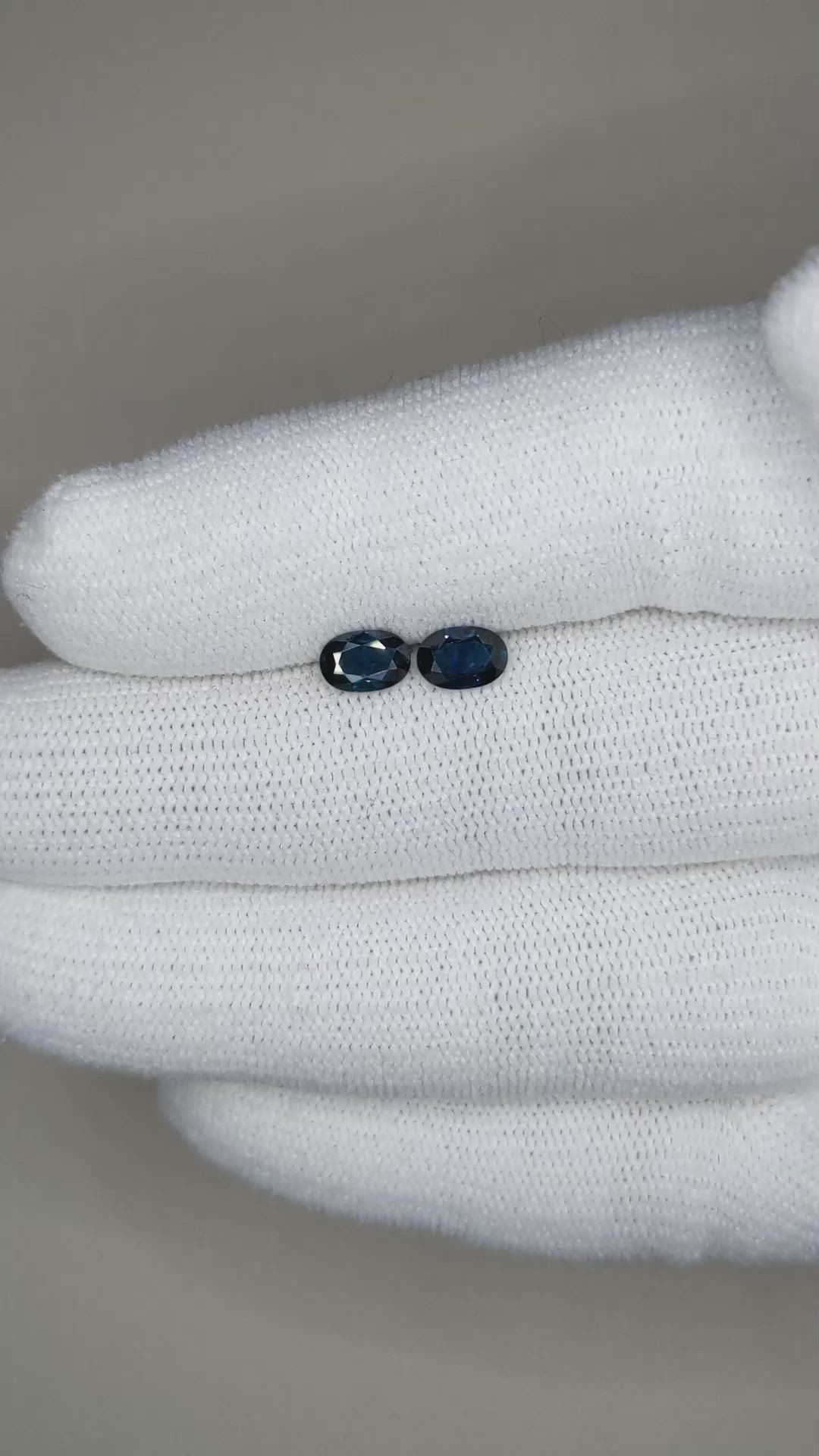 1.28 Ct.Tw.Total Carat Weight Blue Sapphire Pair from Madagascar Size Video