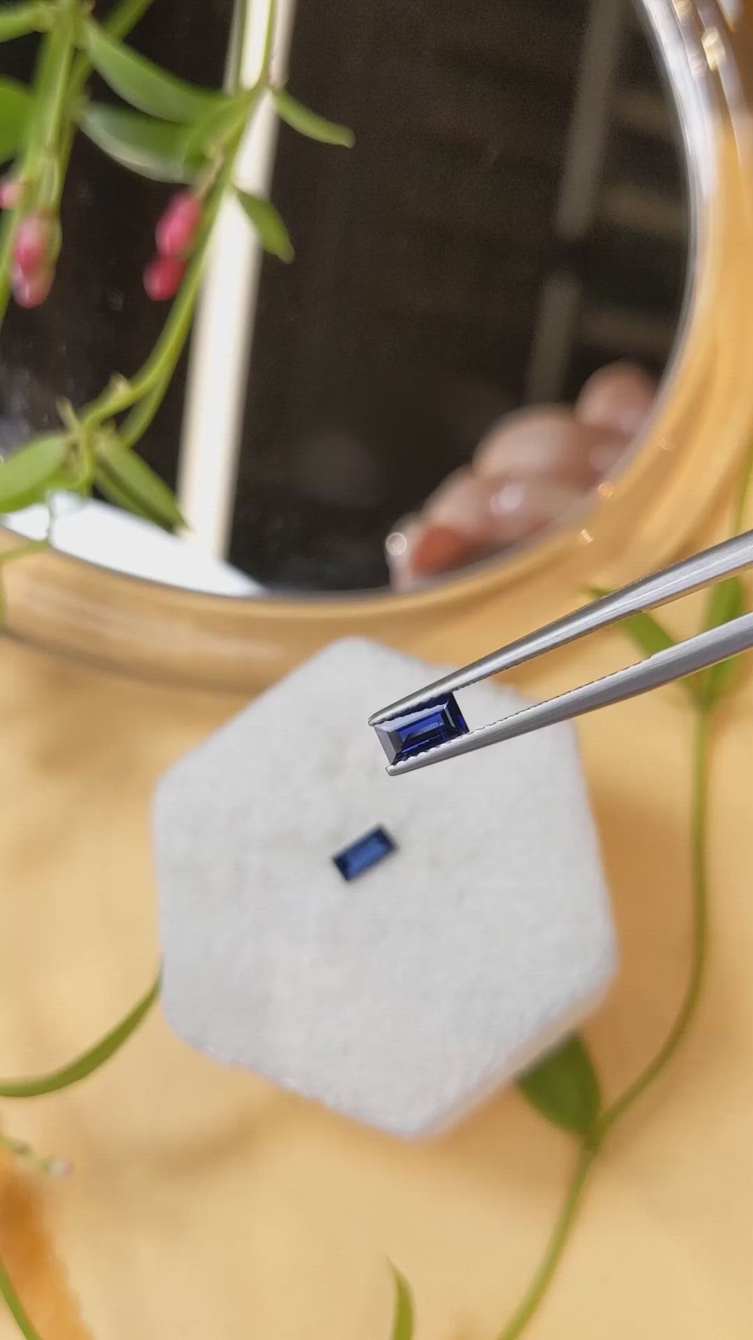 0.85 Ct.Tw.Total Carat Weight Blue Sapphire Pair from Madagascar Size Video