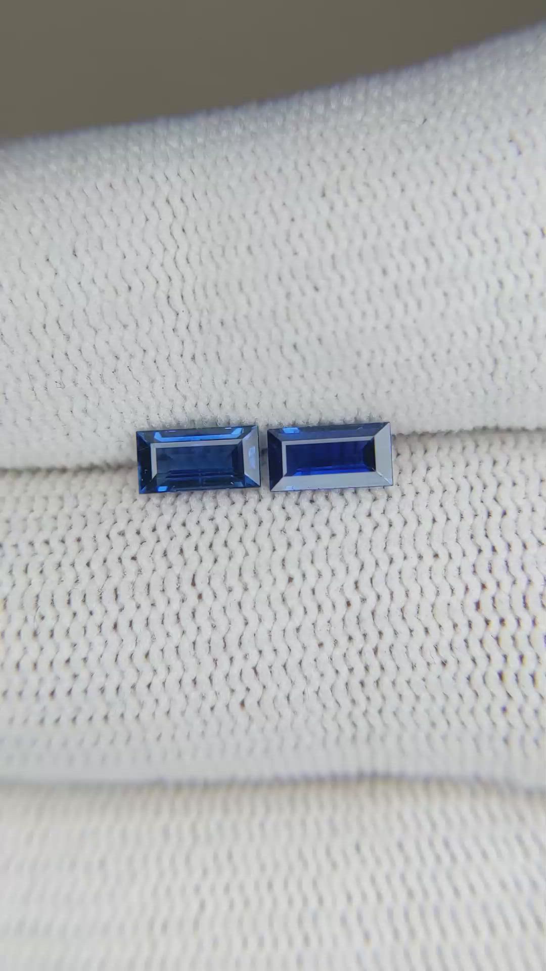 0.85 Ct.Tw.Total Carat Weight Blue Sapphire Pair from Madagascar Size Video