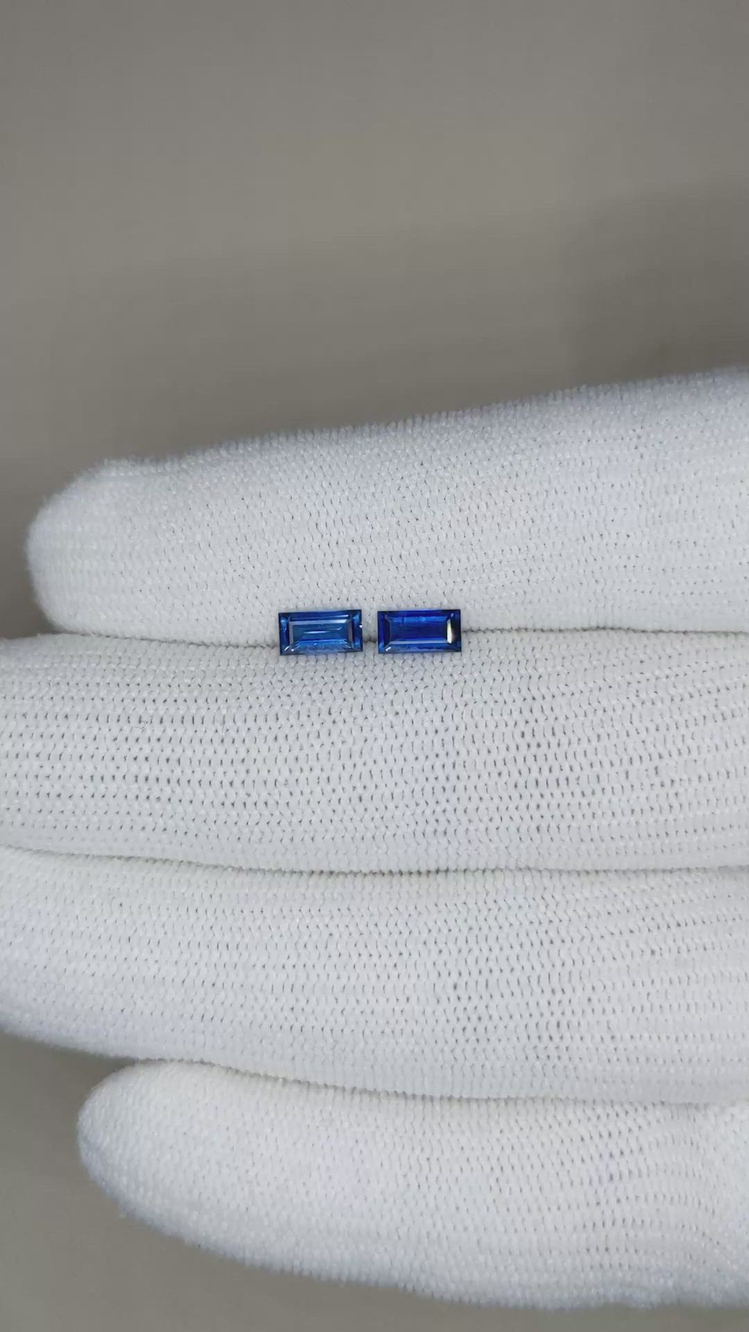 0.85 Ct.Tw.Total Carat Weight Blue Sapphire Pair from Madagascar Size Video