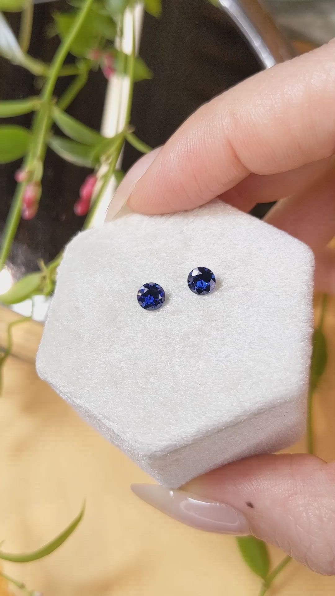 0.79 Ct.Tw.Total Carat Weight Blue Sapphire Pair from Ceylon (Sri Lanka) Size Video