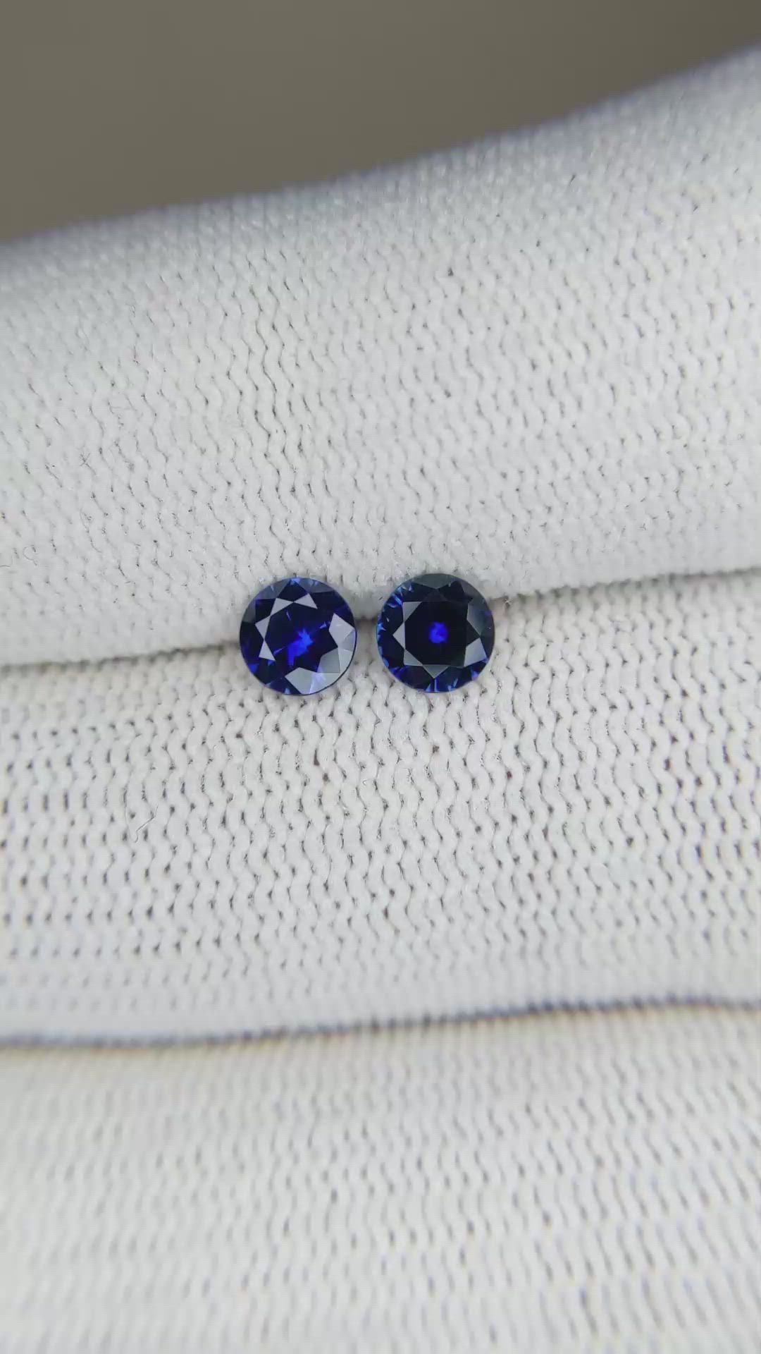 0.79 Ct.Tw.Total Carat Weight Blue Sapphire Pair from Ceylon (Sri Lanka) Size Video