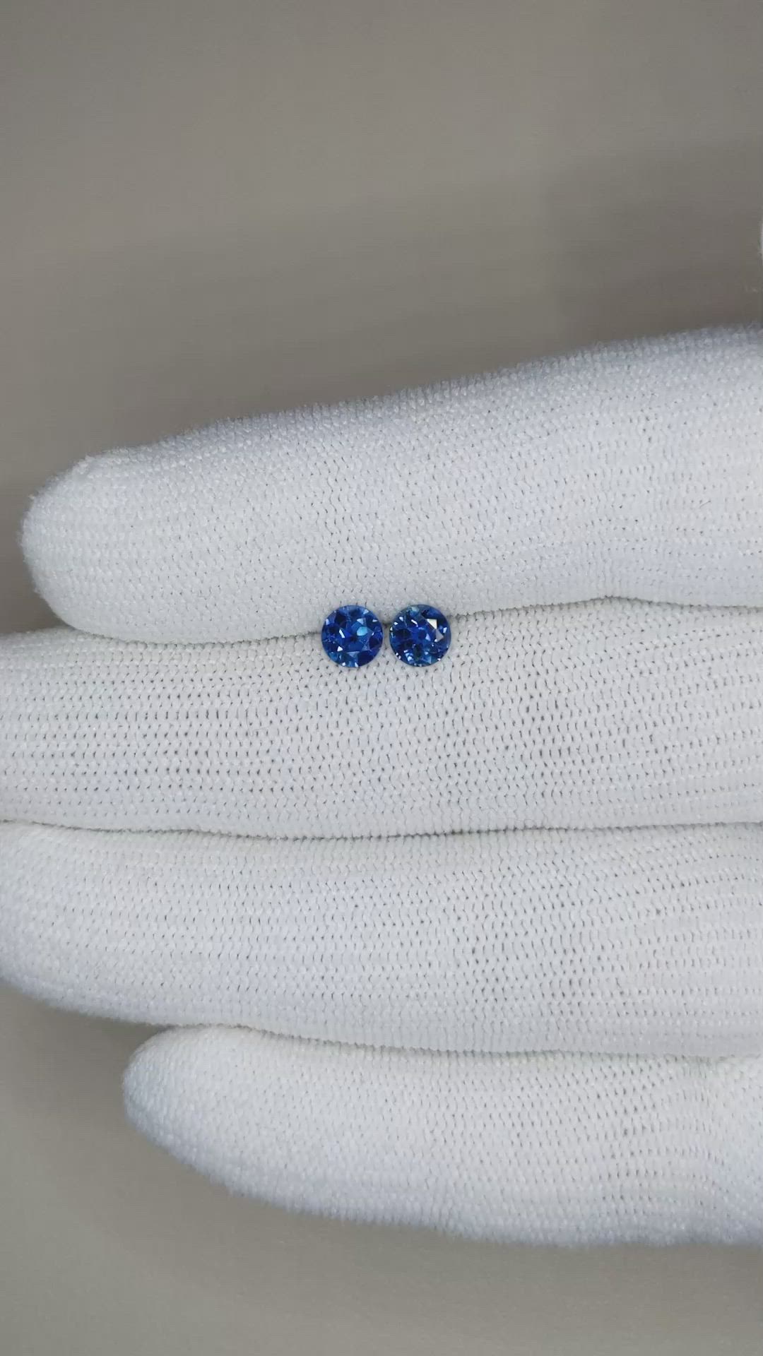 0.79 Ct.Tw.Total Carat Weight Blue Sapphire Pair from Ceylon (Sri Lanka) Size Video