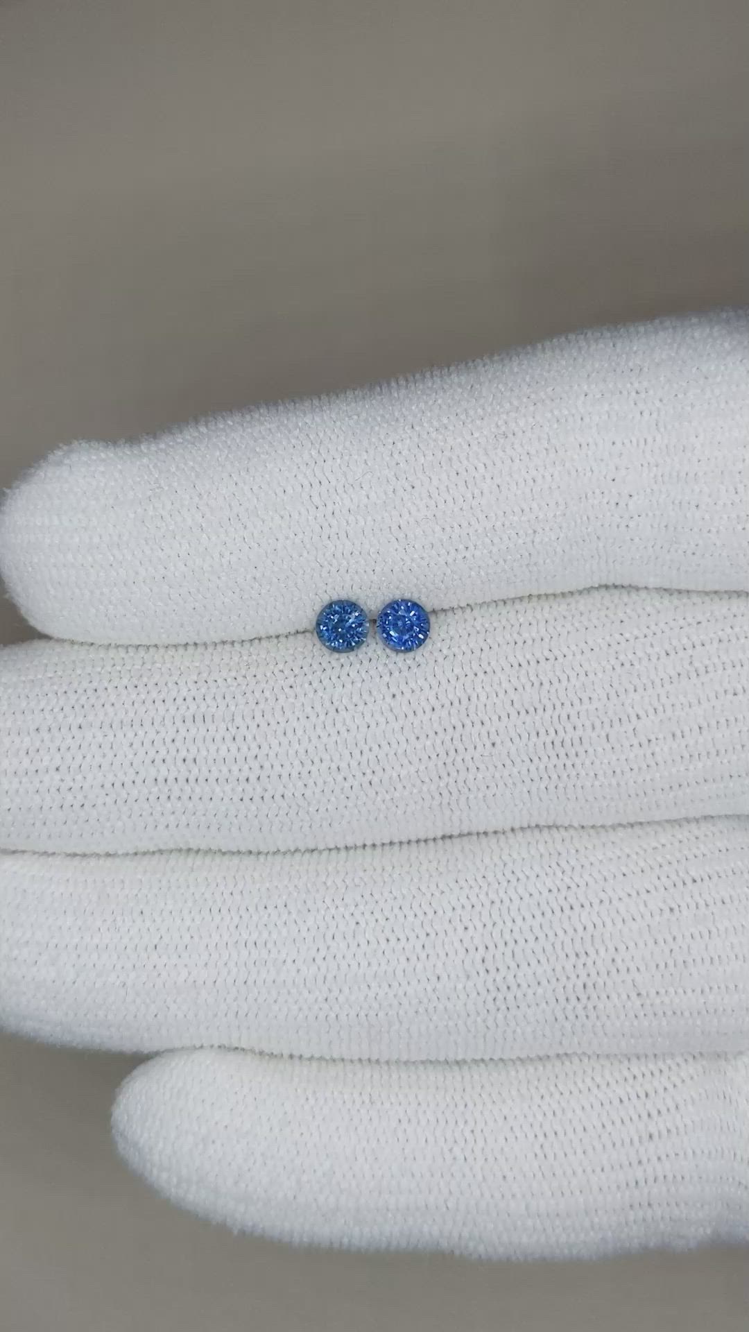 0.65 Ct.Tw.Total Carat Weight Blue Sapphire Pair from Madagascar Size Video
