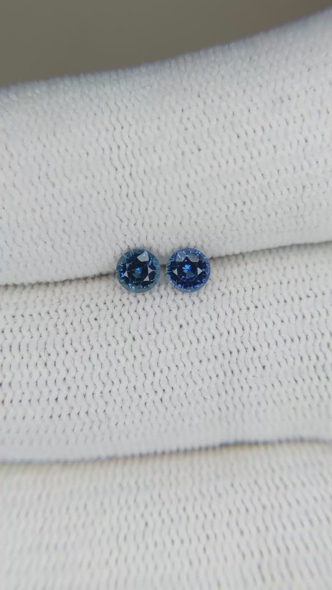 0.65 Ct.Tw.Total Carat Weight Blue Sapphire Pair from Madagascar Size Video