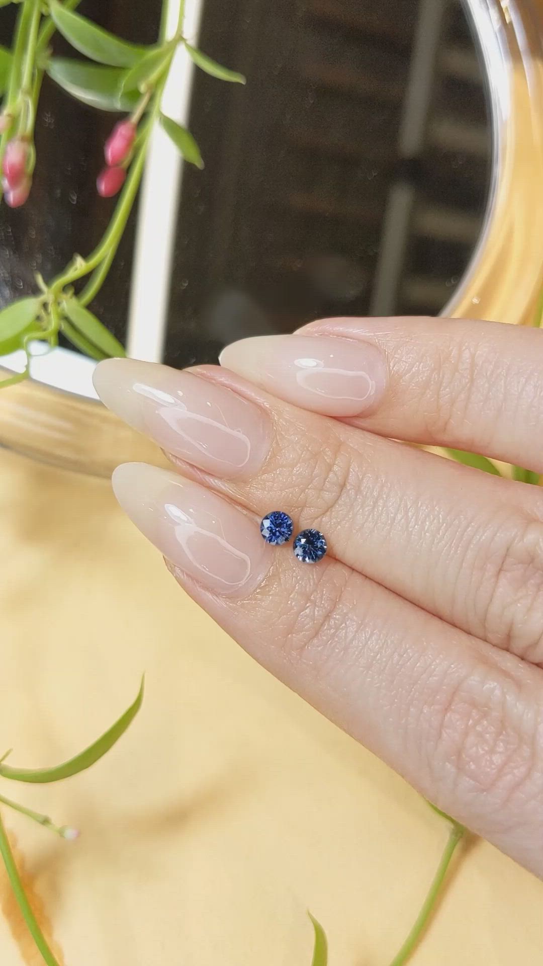 0.65 Ct.Tw.Total Carat Weight Blue Sapphire Pair from Madagascar Size Video