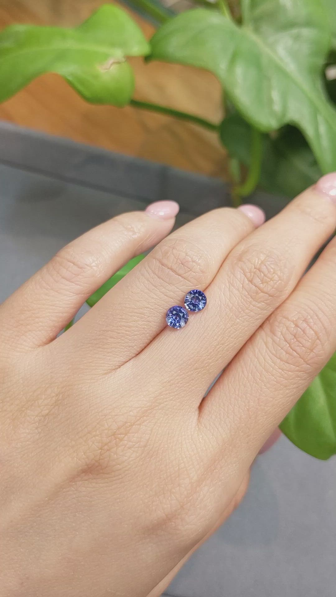 1.30&nbsp;Ct.Tw.Total Carat Weight Blue Sapphire Pair from Ceylon (Sri Lanka) Size Video