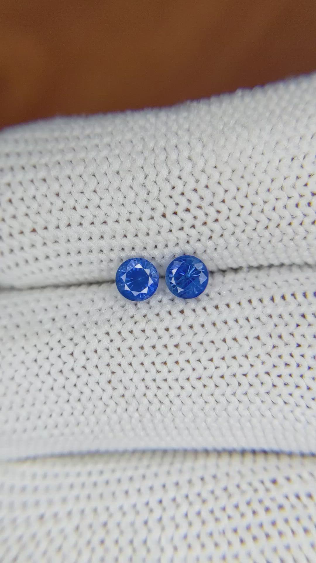 0.68 Ct.Tw.Total Carat Weight Blue Sapphire Pair from Ceylon (Sri Lanka) Size Video