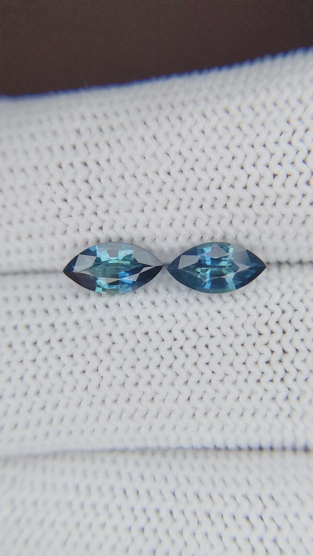 2.07&nbsp;Ct.Tw.Total Carat Weight Greenish Blue Sapphire Pair from Madagascar Size Video