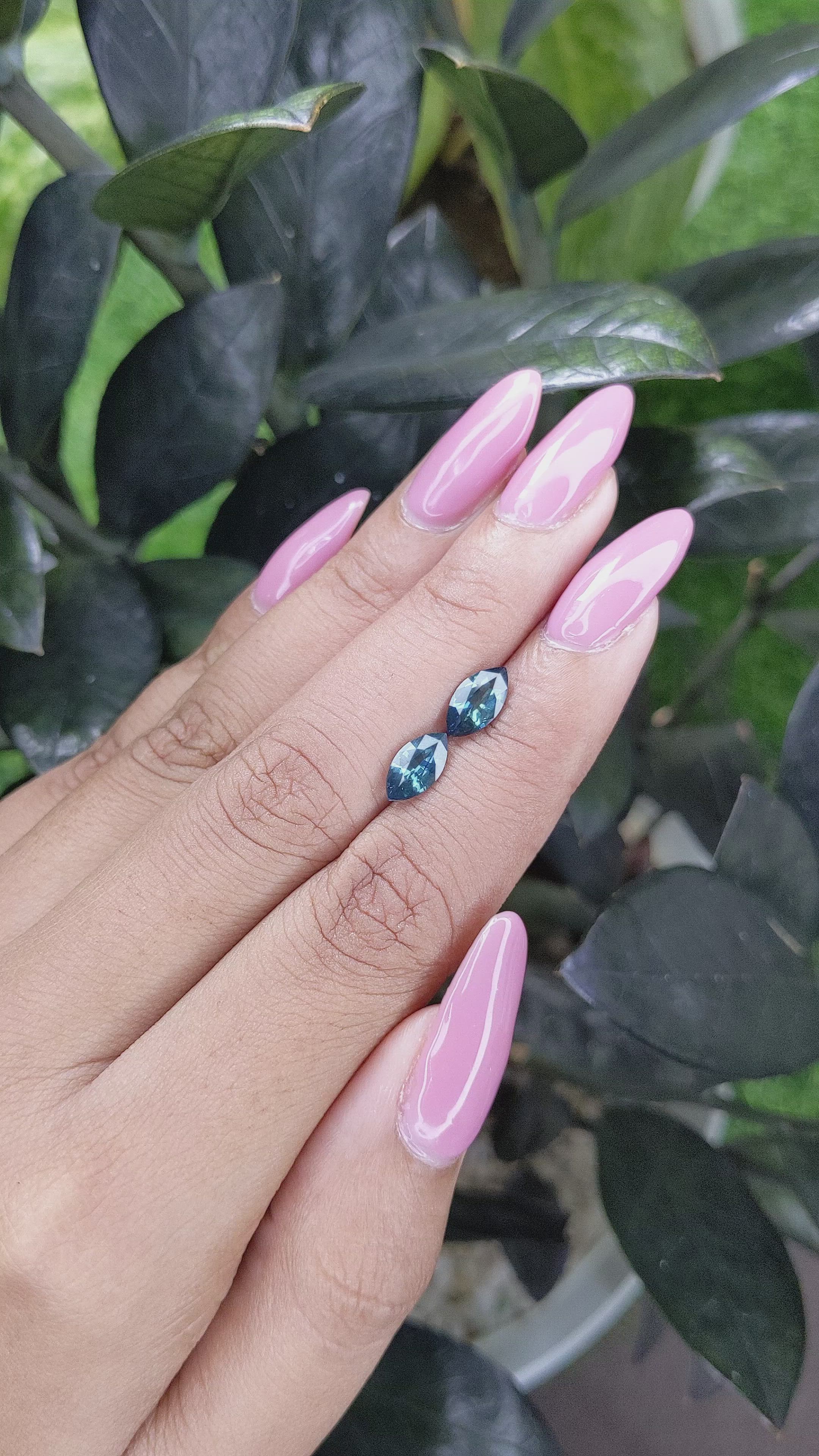 2.07&nbsp;Ct.Tw.Total Carat Weight Greenish Blue Sapphire Pair from Madagascar Size Video