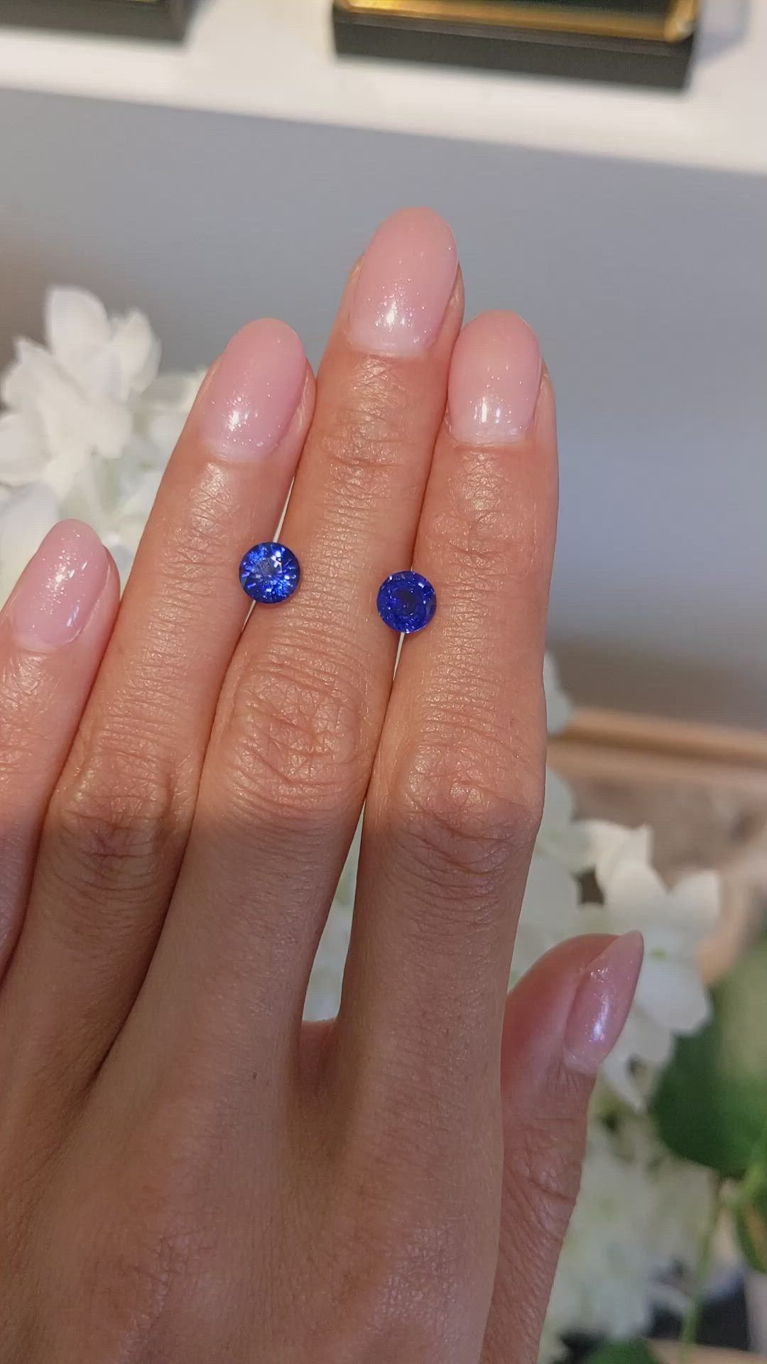 2.43 Ct.Tw.Total Carat Weight Blue Sapphire Pair from Ceylon (Sri Lanka) Size Video