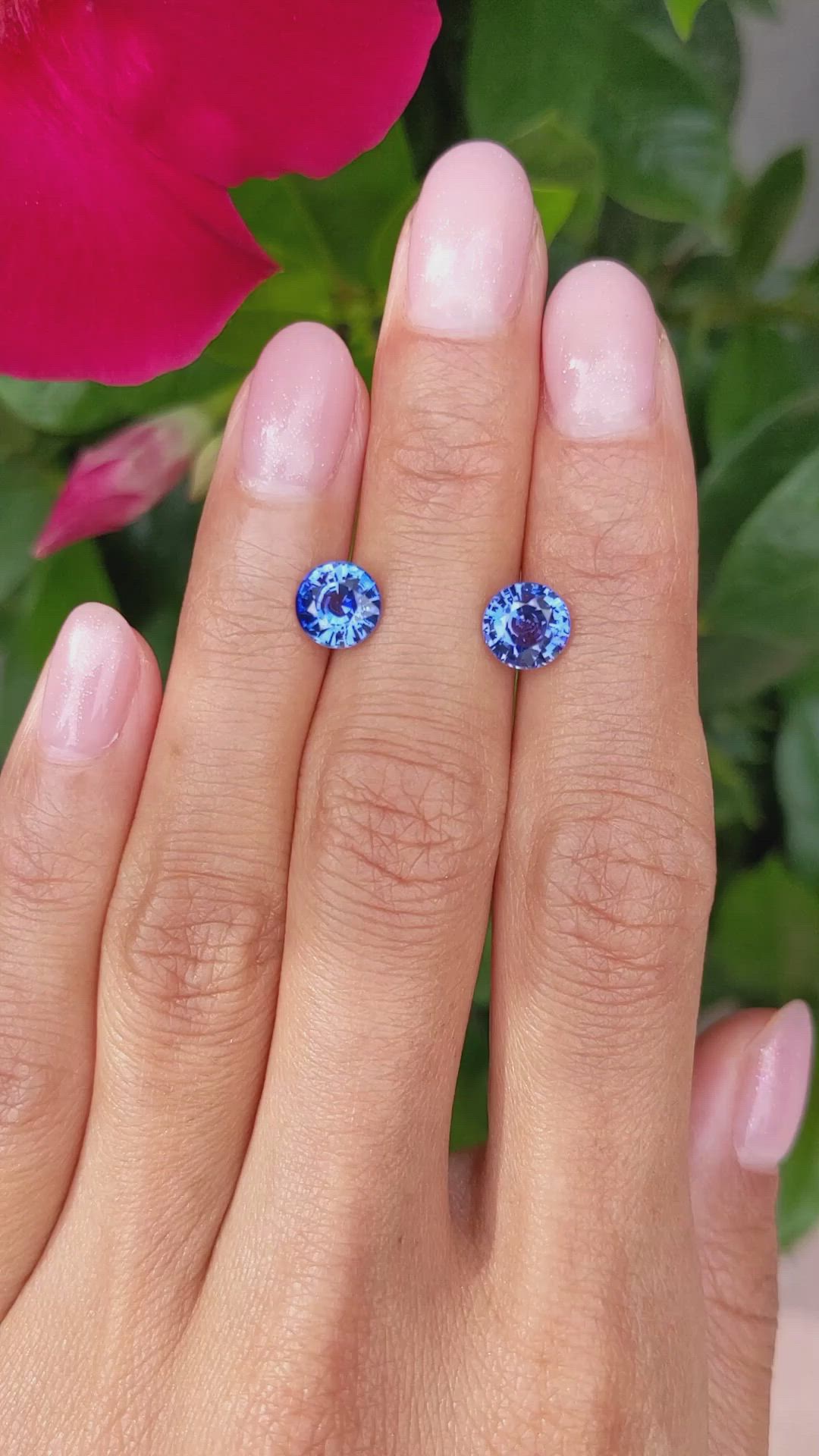 3.17&nbsp;Ct.Tw.Total Carat Weight Blue Sapphire Pair from Ceylon (Sri Lanka) Size Video