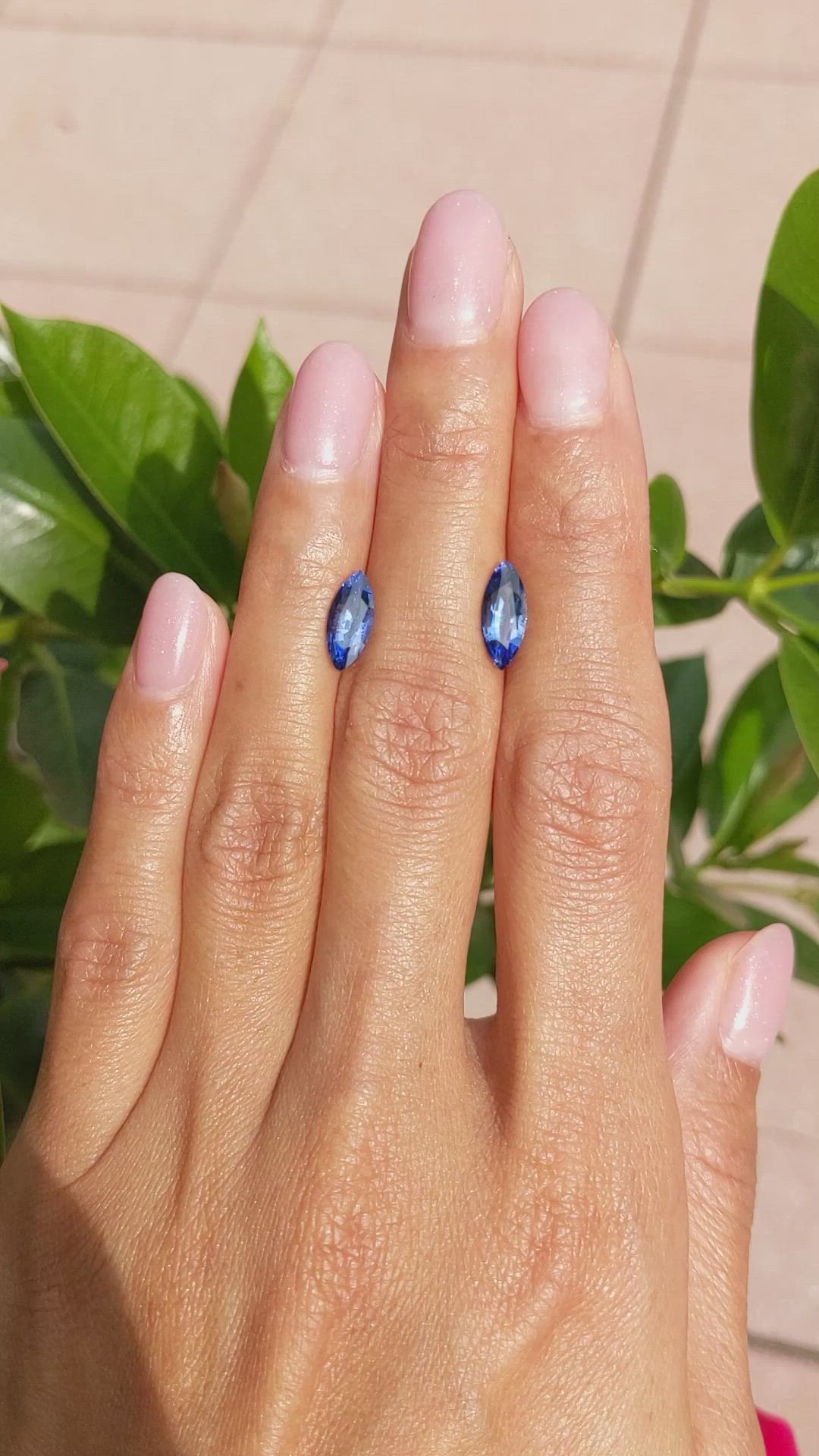 2.35&nbsp;Ct.Tw.Total Carat Weight Blue Sapphire Pair from Ceylon (Sri Lanka) Size Video