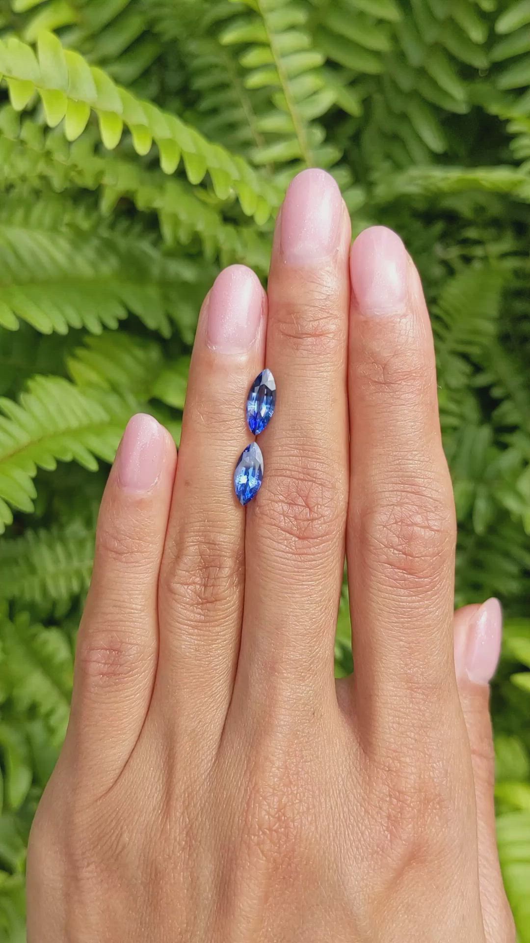 2.35&nbsp;Ct.Tw.Total Carat Weight Blue Sapphire Pair from Ceylon (Sri Lanka) Size Video